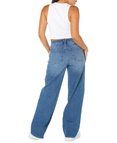 Celebrity Pink Juniors' High Rise Baggy Wide-leg Curvy Jeans In Blue