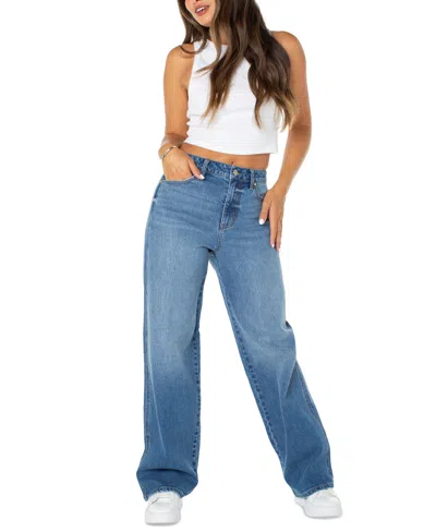 Celebrity Pink Juniors' High Rise Baggy Wide-leg Curvy Jeans In Blue