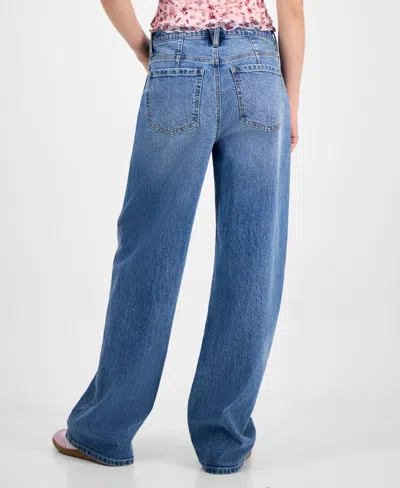 Celebrity Pink Juniors' High Rise Baggy Wide-leg Curvy Jeans In Blue