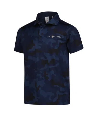 Puma Youth  Navy The Players Mattr Volition Camo Polo In Blue