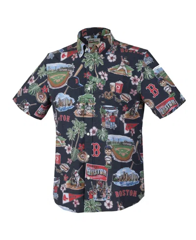 Reyn Spooner Men's Navy Boston Red Sox Scenic Tri-blend Button-down Shirt In Black