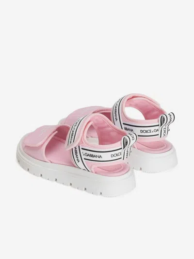 Dolce & Gabbana Girls Lycra Velco Strap Sandals In Pink