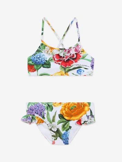 Dolce & Gabbana Girls Floral Print Bikini In Multi