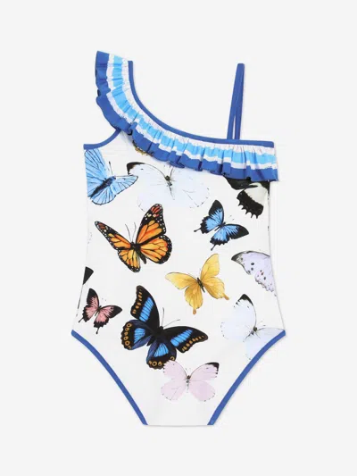 Dolce & Gabbana Girls Butterfly Print Swimsuit In Multi
