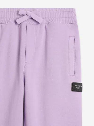 Dolce & Gabbana Boy's Joggers W/ Rubber Logo Patch In Purple