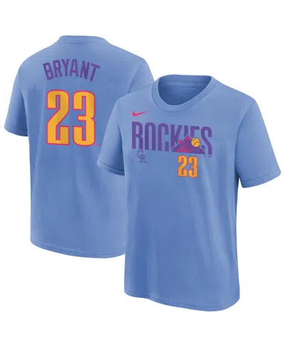 Nike Big Boys And Girls Kris Bryant Light Blue Colorado Rockies Fuse City Connect Name Number T-shirt In Blue