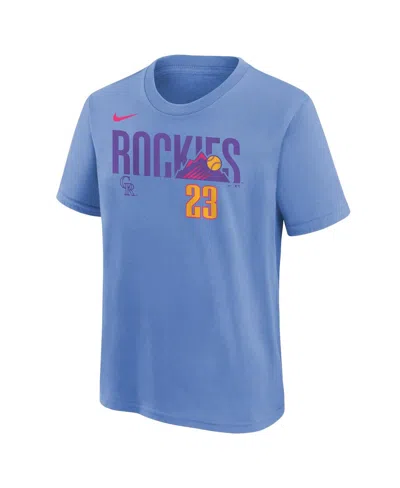 Nike Big Boys And Girls Kris Bryant Light Blue Colorado Rockies Fuse City Connect Name Number T-shirt In Blue