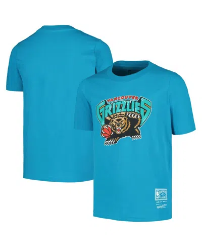 Mitchell & Ness Big Boys And Girls Turquoise Vancouver Grizzlies Hardwood Classics Retro Logo T-shirt In Blue