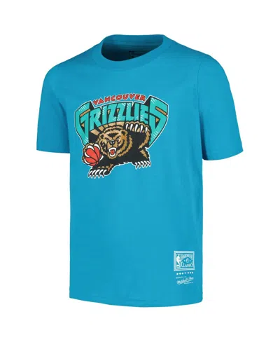 Mitchell & Ness Big Boys And Girls Turquoise Vancouver Grizzlies Hardwood Classics Retro Logo T-shirt In Blue
