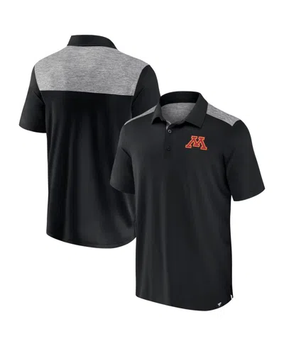 Fanatics Men's Black Minnesota Golden Gophers Iconic Brushed Blocked Polo Shirt In Black