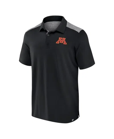 Fanatics Men's Black Minnesota Golden Gophers Iconic Brushed Blocked Polo Shirt In Black