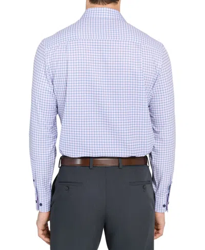 Construct Men's Slim Fit Square Plaid 4-way Stretch Performance Dress Shirt In Blue