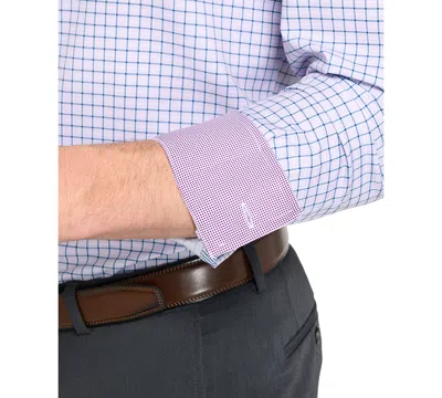 Construct Men's Slim Fit Square Plaid 4-way Stretch Performance Dress Shirt In Blue