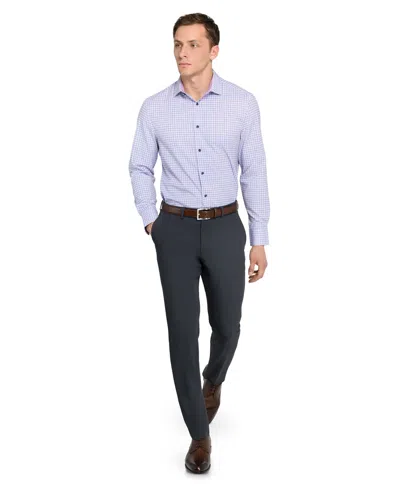 Construct Men's Slim Fit Square Plaid 4-way Stretch Performance Dress Shirt In Blue