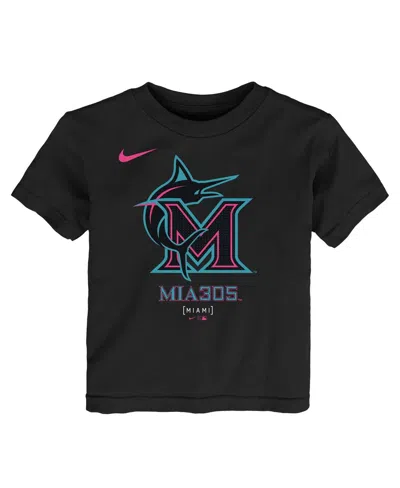 Nike Toddler Black Miami Marlins 2025 City Connect Logo T-shirt In Black