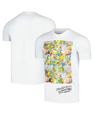 Freeze Max Men's And Women's White The Simpsons Springfield Elementary Postcards T-shirt In White