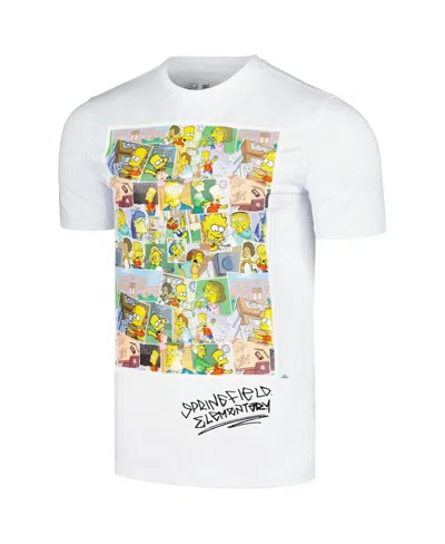Freeze Max Men's And Women's White The Simpsons Springfield Elementary Postcards T-shirt In White