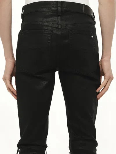 Amiri Distressed Plaid-lined Skinny Jeans In Black