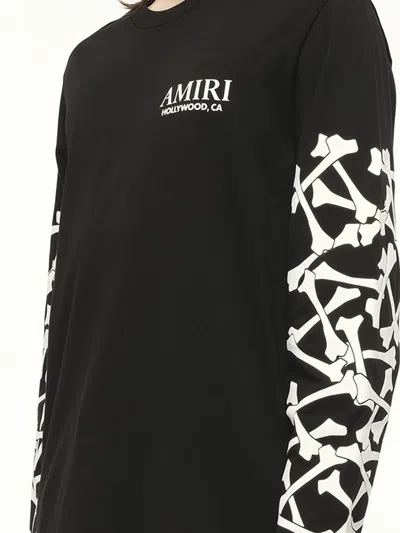Amiri Cotton Sweatshirt Featuring Bone Print In Black
