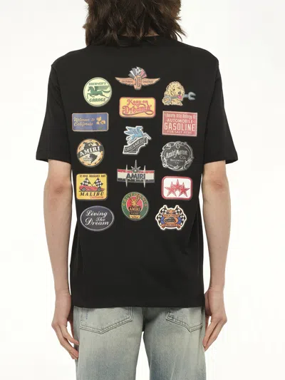 Amiri Graphic Print Cotton T-shirt With Multicolored Back In Black