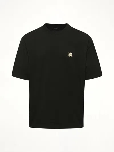Amiri Black Crewneck T-shirt With Logo Embroidery On The Front In Cotton Man In Black