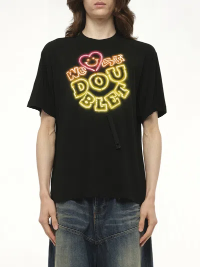 Doublet Men's Big Neon Paint Fan Service T-shirt In Black