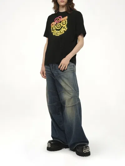 Doublet Men's Big Neon Paint Fan Service T-shirt In Black