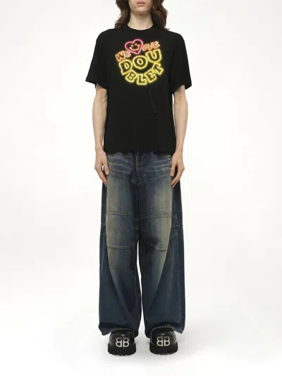 Doublet Men's Big Neon Paint Fan Service T-shirt In Black