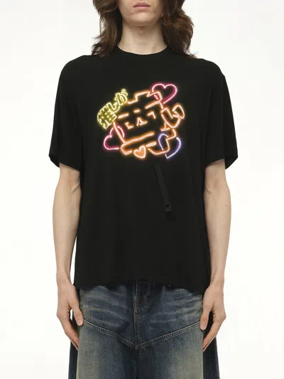 Doublet Men's Big Japanese Neon Paint Fan Service T-shirt In Black