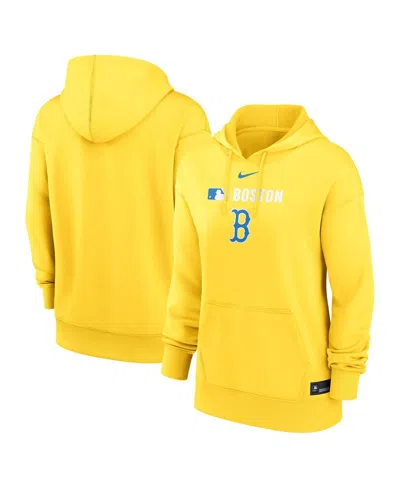 Nike Gold Boston Red Sox City Connect Authentic Collection Performance Pullover Hoodie In White