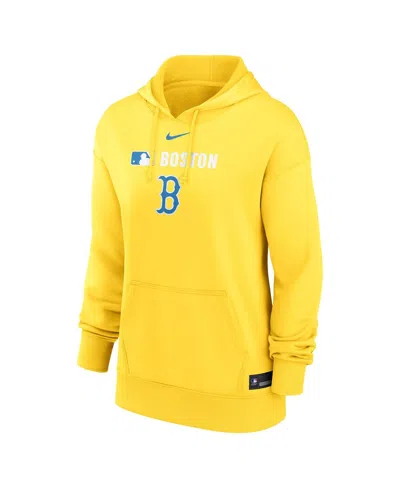 Nike Gold Boston Red Sox City Connect Authentic Collection Performance Pullover Hoodie In White