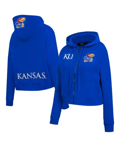 Pro Standard Women'sâ Royal Kansas Jayhawks Game Day Sequin Full-zip Hooded Jacket