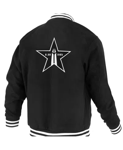 Fisll Men's And Women's Black Nba Logoman Shadow Collection Full-snap Varsity Jacket In Black