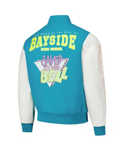 Freeze Max Men's Aqua Saved By The Bell Tigers Varsity Full-snap Jacket In Blue