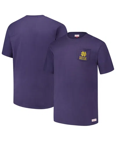 Mitchell & Ness Navy Notre Dame Fighting Irish Big & Tall Fade Away Premium T-shirt In Purple