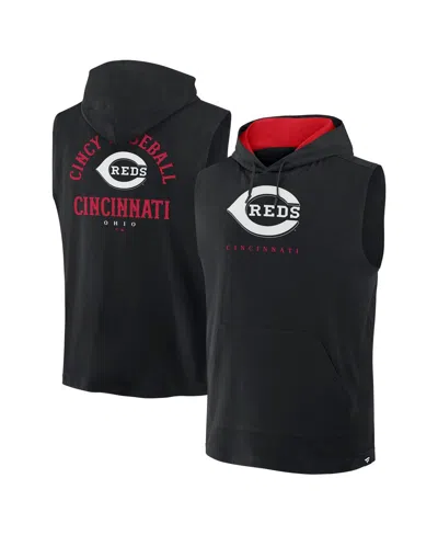 Fanatics Men's Black Cincinnati Reds Fire Speed Sleeveless Pullover Hoodie In Black