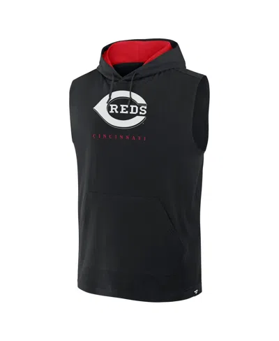 Fanatics Men's Black Cincinnati Reds Fire Speed Sleeveless Pullover Hoodie In Black
