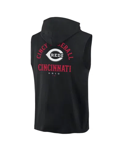 Fanatics Men's Black Cincinnati Reds Fire Speed Sleeveless Pullover Hoodie In Black