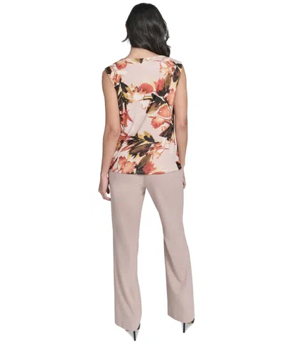 Calvin Klein Petite Floral-print Mesh Blouse In Multi