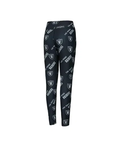 Concepts Sport Women's Black Las Vegas Raiders Breakthrough Allover Print Knit Sleep Leggings In Blue