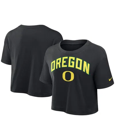 Nike Black Oregon Ducks Athletic Prep Arch Performance Cropped T-shirt In Black