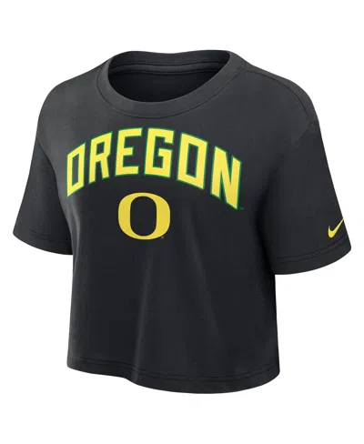 Nike Black Oregon Ducks Athletic Prep Arch Performance Cropped T-shirt In Black