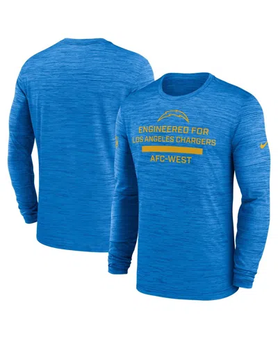 Nike Men's Powder Blue Los Angeles Chargers Sideline Velocity Performance Long Sleeve T-shirt In Blue