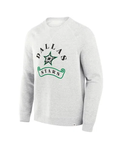 Fanatics Men's Heather Gray Dallas Stars Banner Fleece Raglan Pullover Sweatshirt In Gray