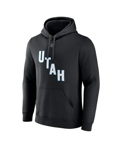 Fanatics Men's Nick Schmaltz Black Nhl Utah Authentic Stack Name Number Tri-blend Pullover Hoodie In Black