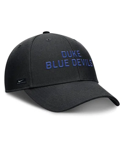 Nike Men's Black Duke Blue Devils Rise Practice Adjustable Hat In Black