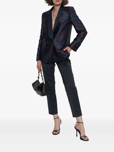 Etro Decorative Pattern Single-breasted Blazer In Blue