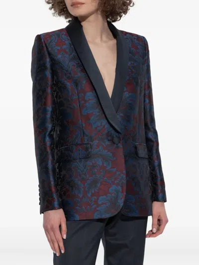 Etro Decorative Pattern Single-breasted Blazer In Blue
