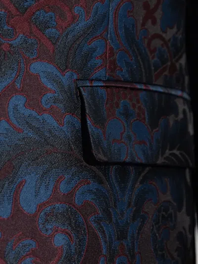 Etro Decorative Pattern Single-breasted Blazer In Blue