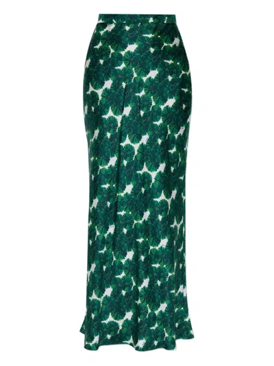 Max Mara Womens Emerald Recital Floral-print Silk Maxi Skirt In Green